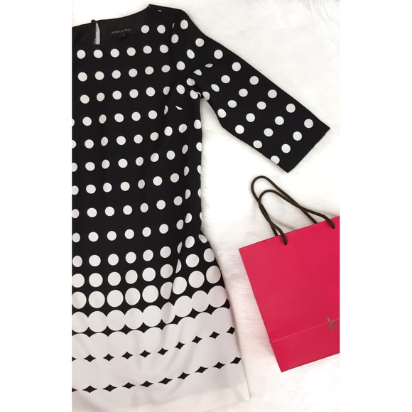 black and white polka dot shift dress